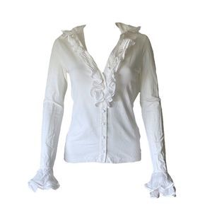 Anne Fontaine White Ruffle Blouse